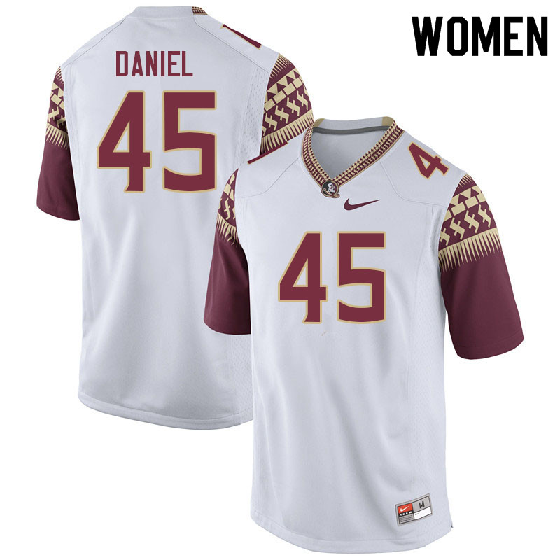 Women #45 Preston Daniel Florida State Seminoles College Football Jerseys Sale-White